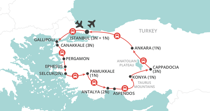 Treasures of Turkey - Anzac Day Dawn Service map