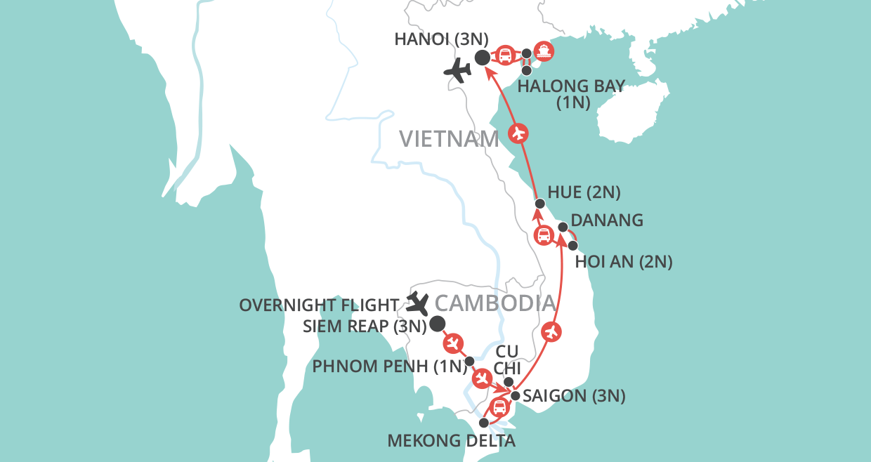 Angkor to the Bay map