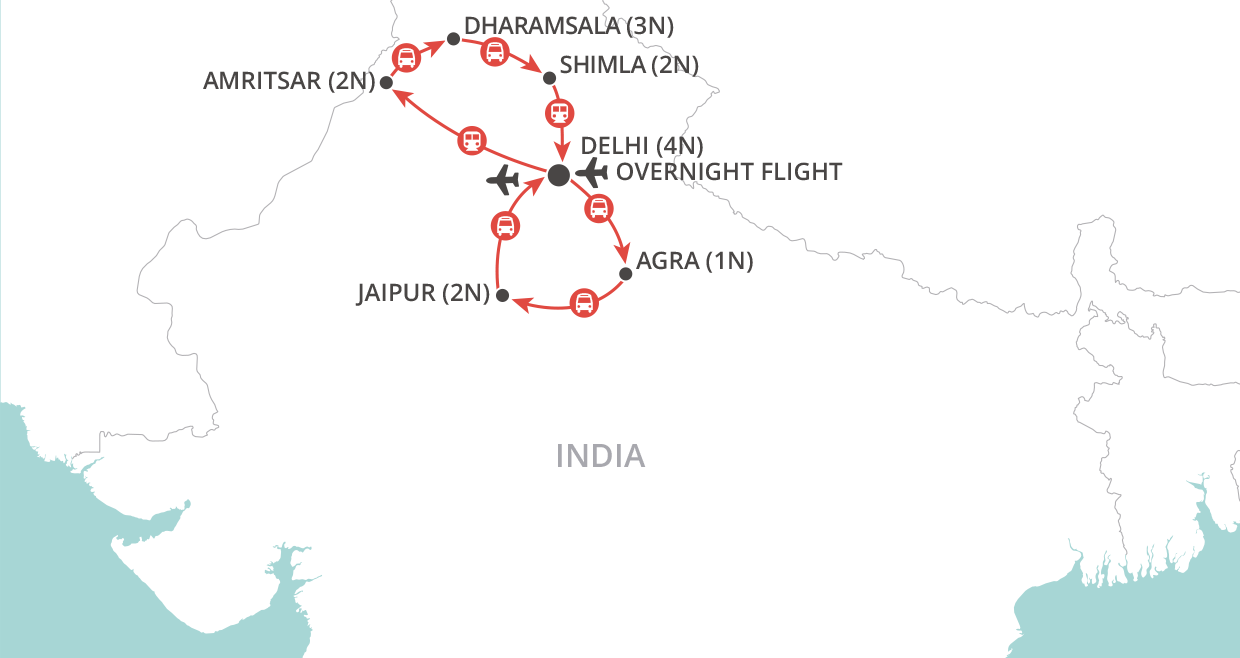 tourhub | Wendy Wu | Northern India Discovery | Tour Map