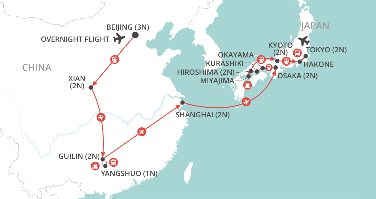 tourhub | Wendy Wu | Ancient Empires of China & Japan | Tour Map
