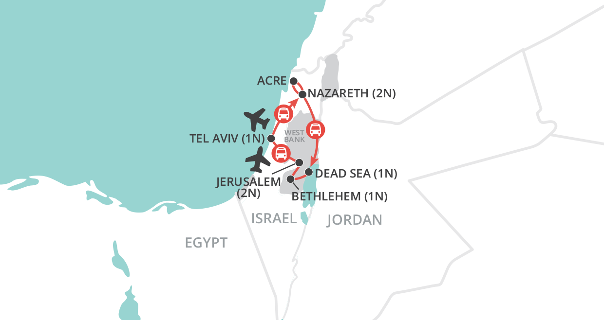 tourhub | Wendy Wu | Ancient Israel | Tour Map