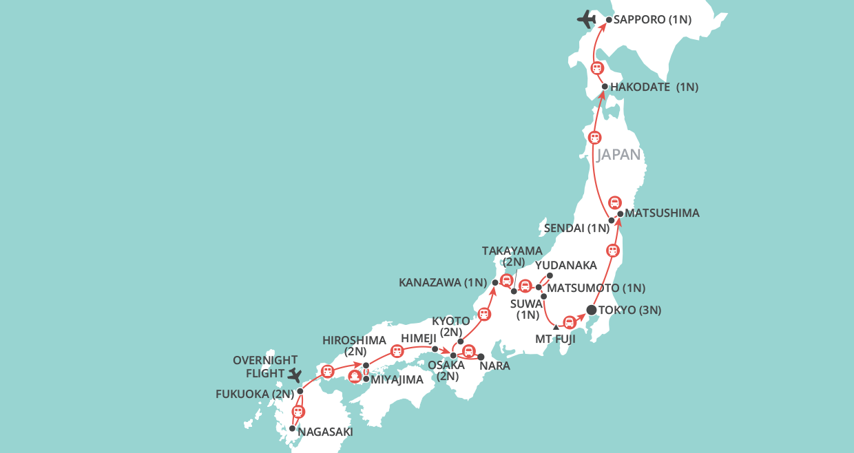 tourhub | Wendy Wu | Japan by Rail | Tour Map