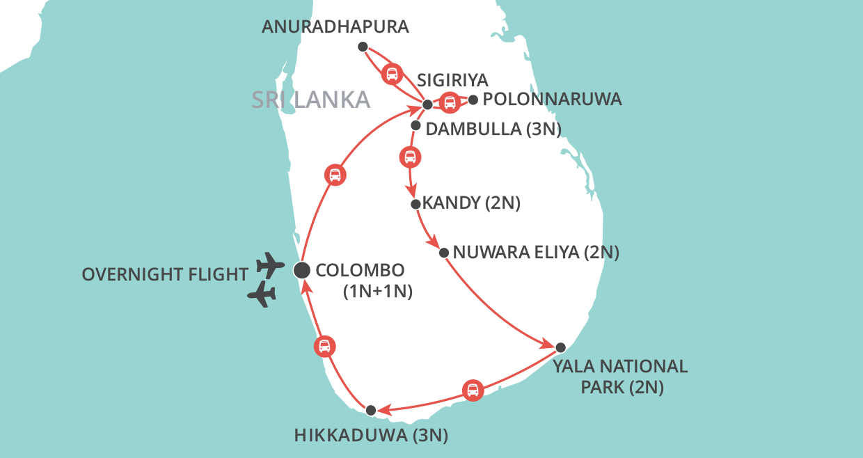 tourhub | Wendy Wu | Christmas in Sri Lanka | Tour Map