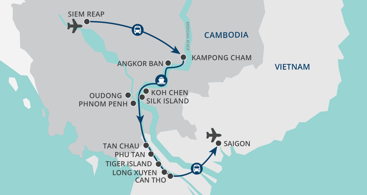 tourhub | Wendy Wu | Mighty Mekong Cruise | Tour Map