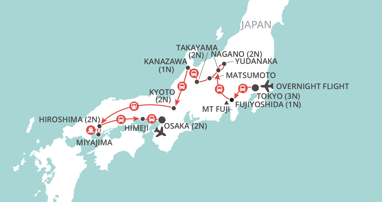 tourhub | Wendy Wu | Best of Japan | Tour Map