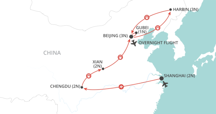 tourhub | Wendy Wu | China: Winter Wonderland | Tour Map