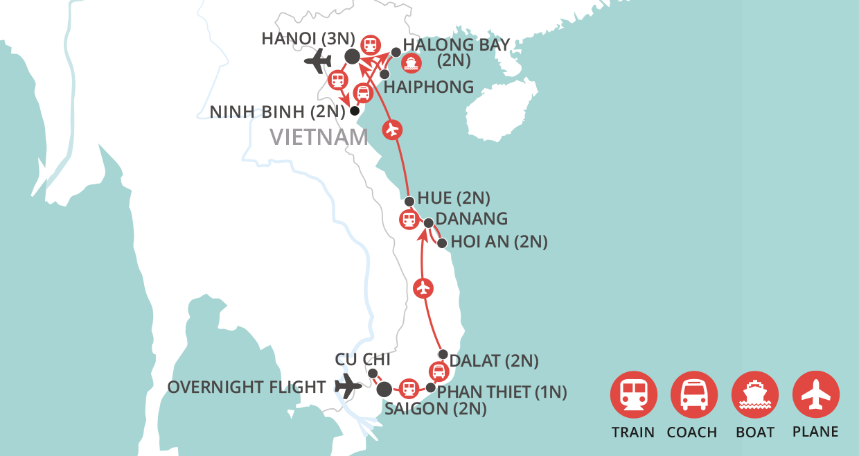 tourhub | Wendy Wu | Vietnam by Rail | Tour Map