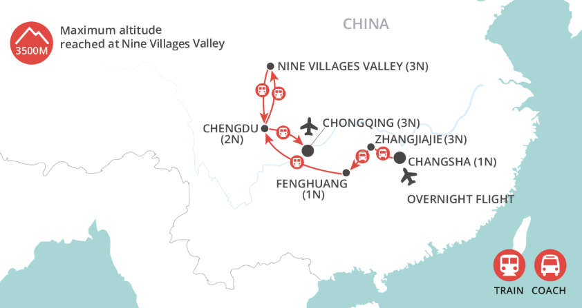 tourhub | Wendy Wu | Natural Treasures of China  | Tour Map
