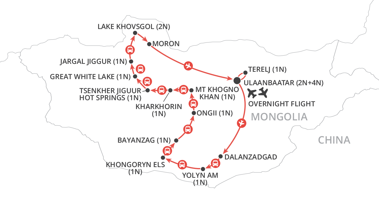 tourhub | Wendy Wu | Mongolia and Naadam Festival | Tour Map