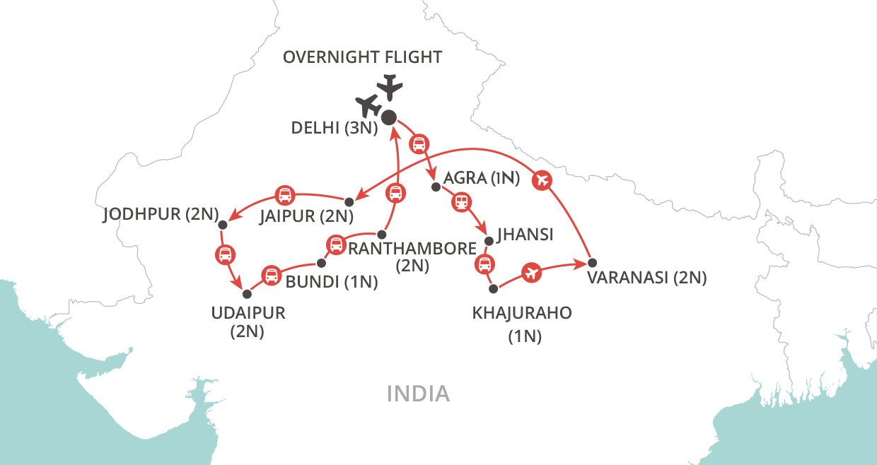 tourhub | Wendy Wu | Highlights of India | Tour Map