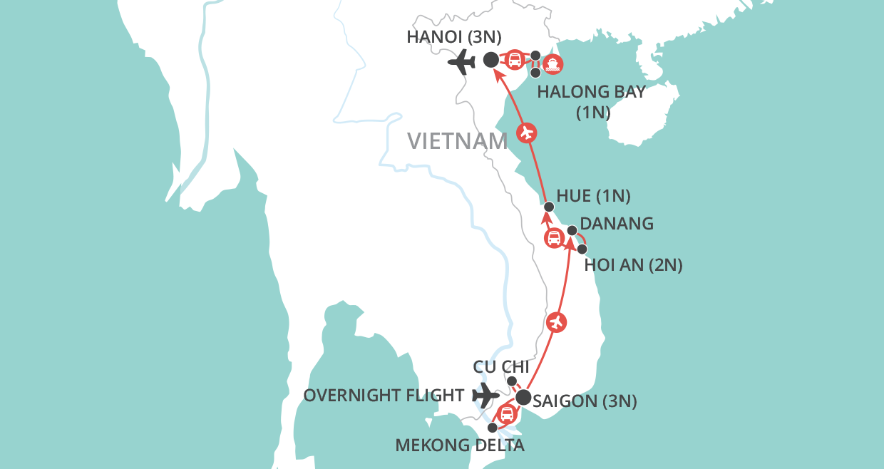 tourhub | Wendy Wu | Vietnam at a Glance | Tour Map