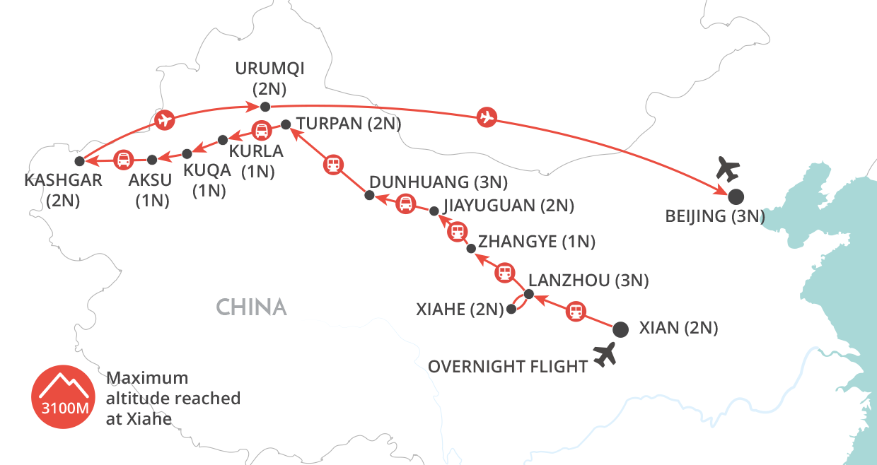 tourhub | Wendy Wu | Silk Road Explorer | Tour Map
