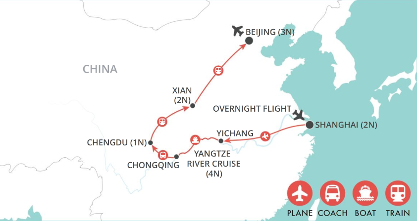 tourhub | Wendy Wu | Majestic Yangtze | Tour Map