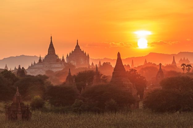 The Temples of Bagan, Burma at sunrise