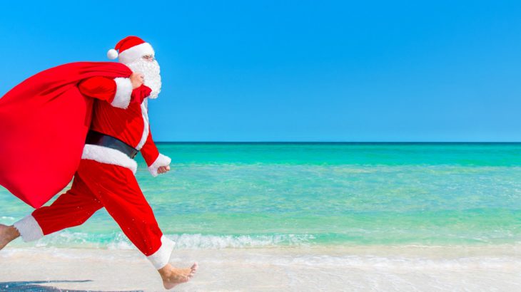 Father Christmas on the beach