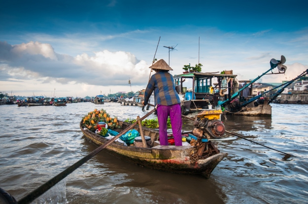 Floating markets in Can Tho Vietnam