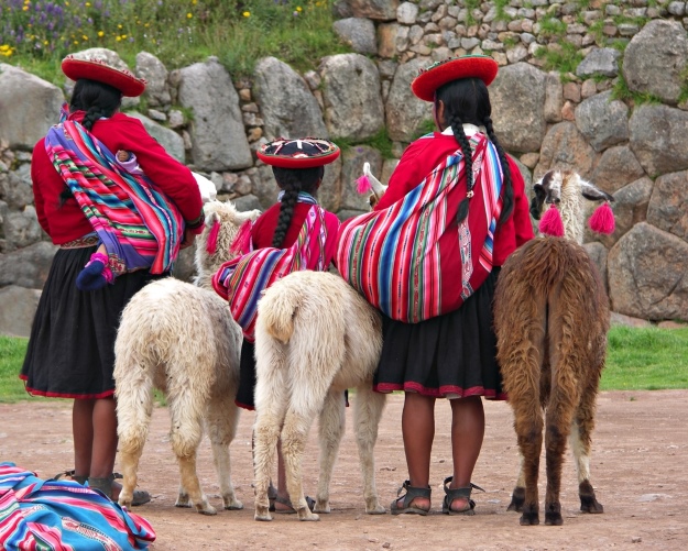 Ladies with llamas in Peru