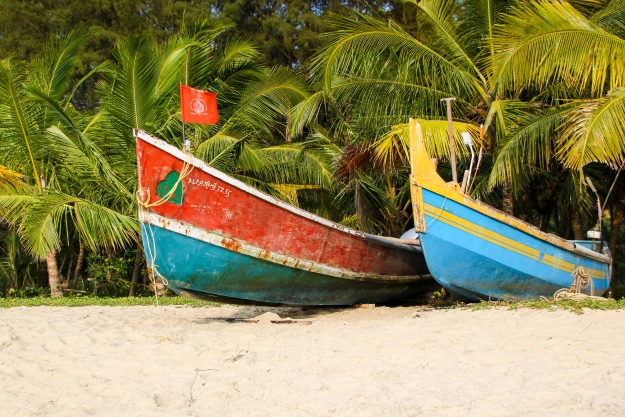 Boats on the beach Malabar Coast