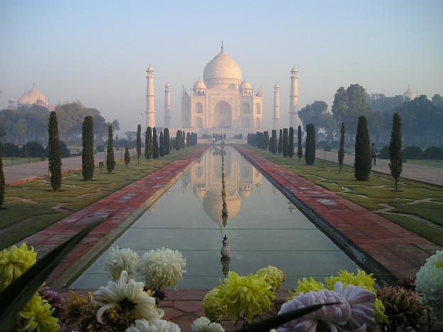 The Taj Mahal at dusk