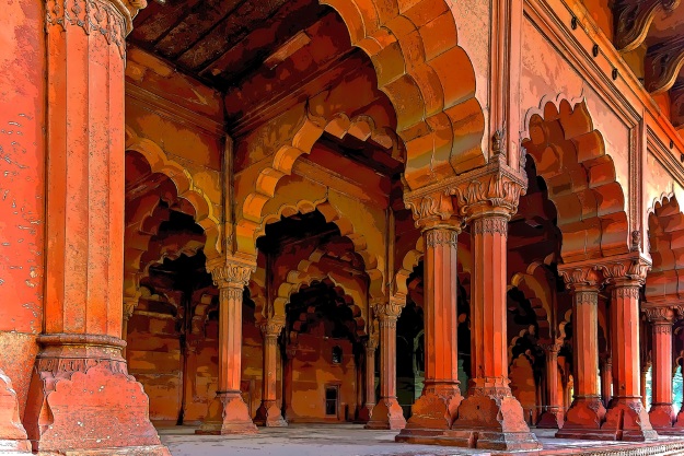 Sandstone walls of the Red Fort Delhi