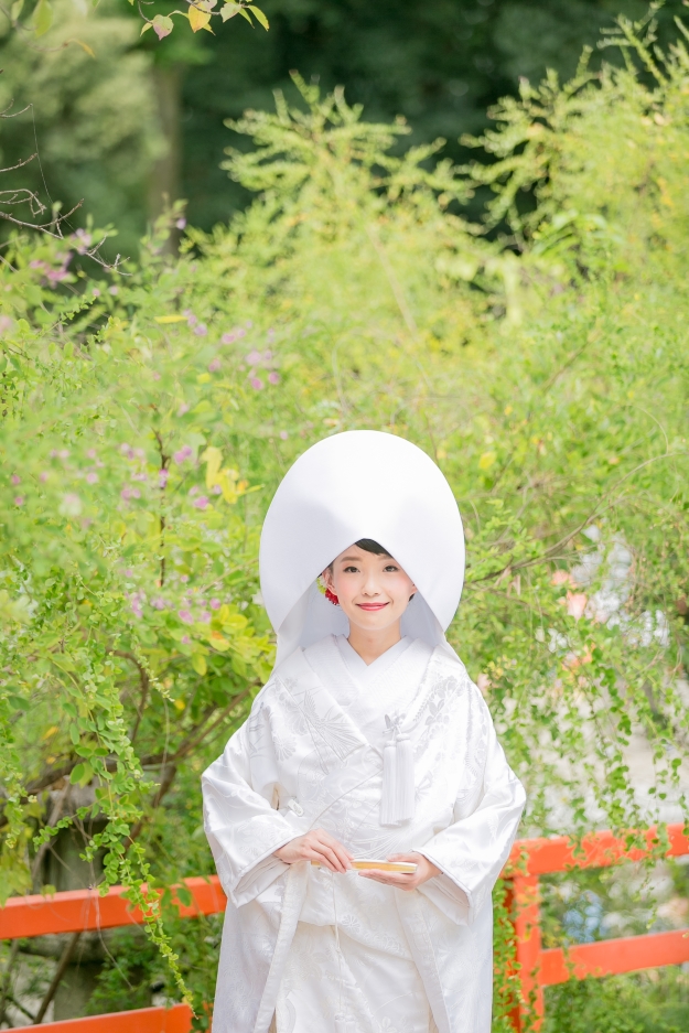 A Shinto bride in her white kimono