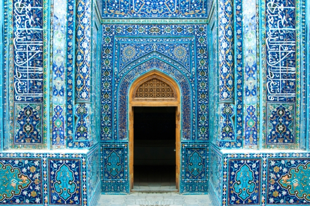 Beautiful blue mosaic doorway 