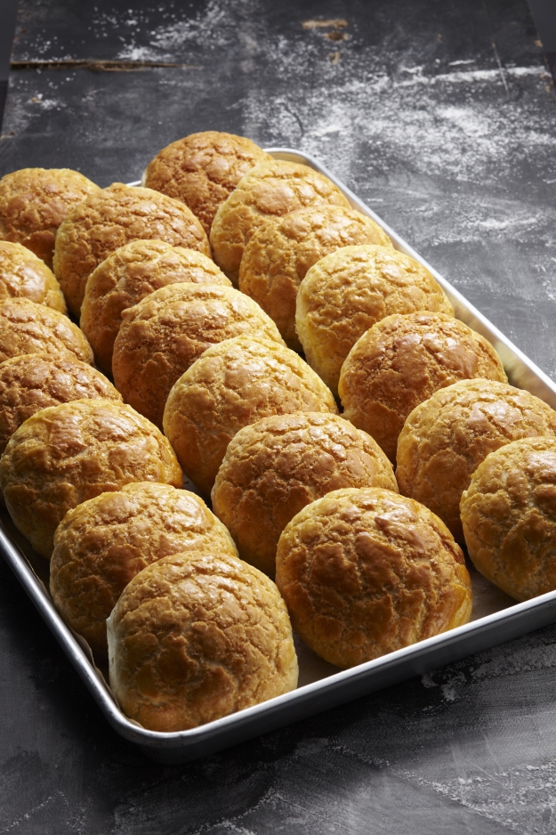 Tray of fresh pineapple rolls