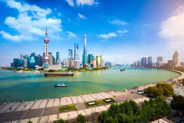 The Shanghai skyline on a summer's day