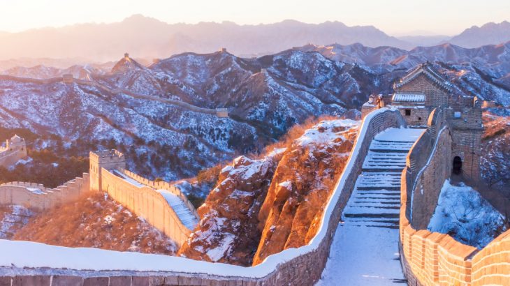 Snow covered Great Wall of China