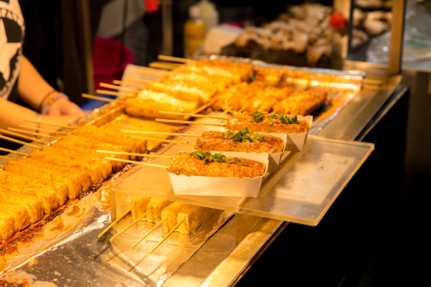 Stinky tofu on a street stall in Taipei