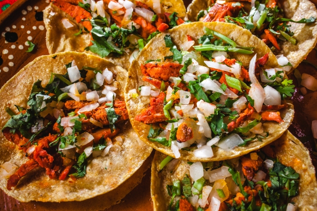 Close up shot of fresh Mexican street food