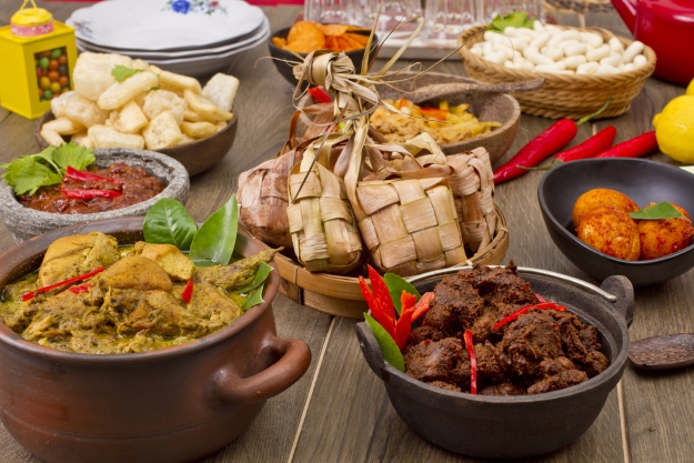 A typical Indonesia spread, including rendang curry