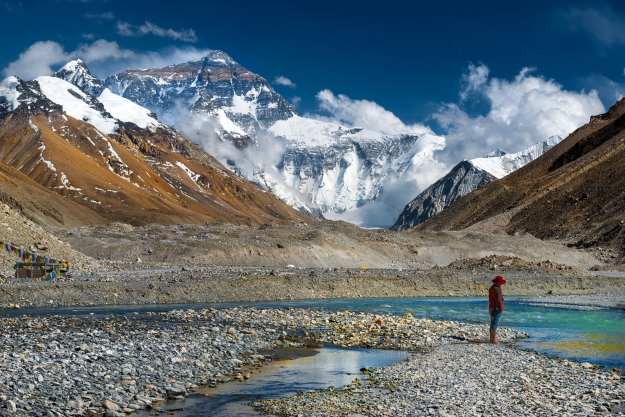 Views of Mount Everest from the road to basecamp.