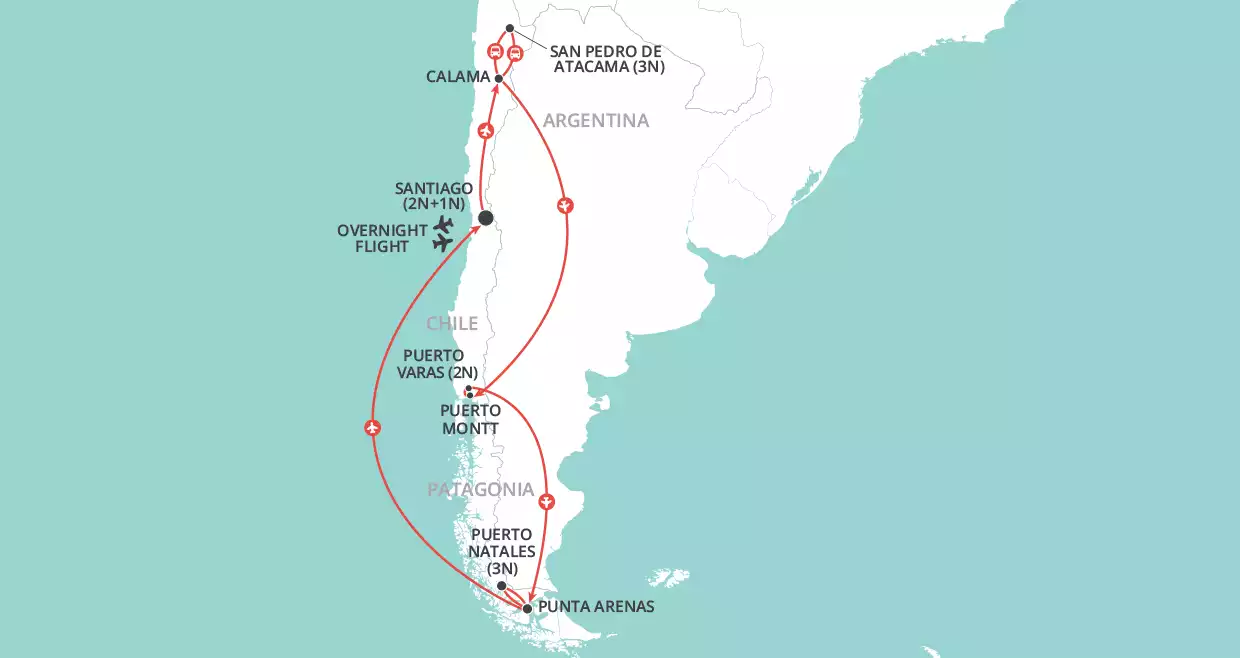 Chile: Top to Toe map