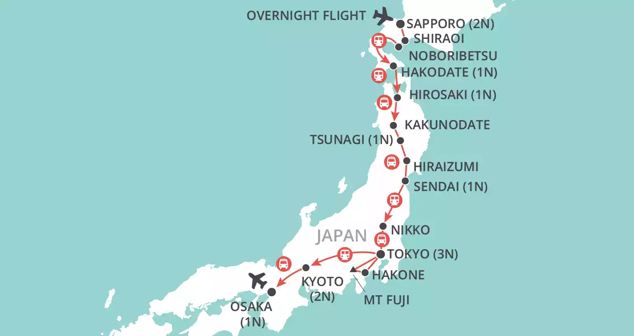 Journey through Japan map