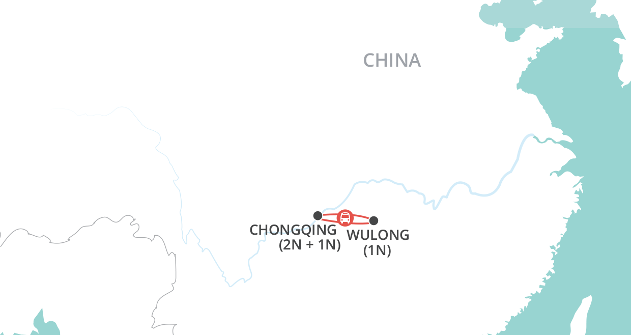 Chongqing, Dazu and Wulong Short Stay map