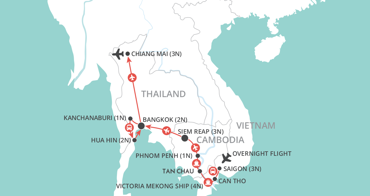 Thailand & Mekong Experience map