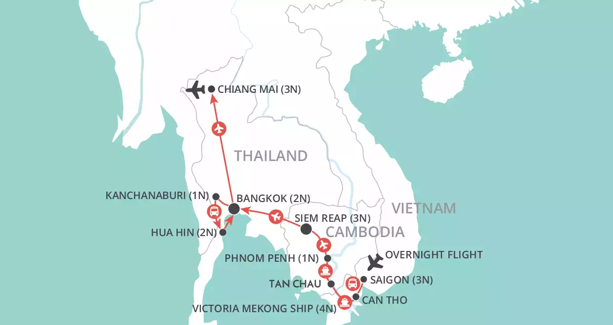 Thailand & Mekong Experience map