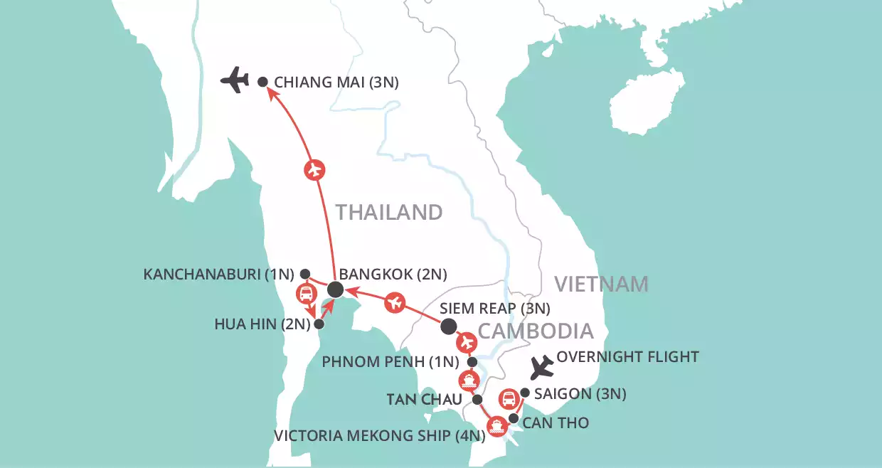 Thailand & Mekong Experience map