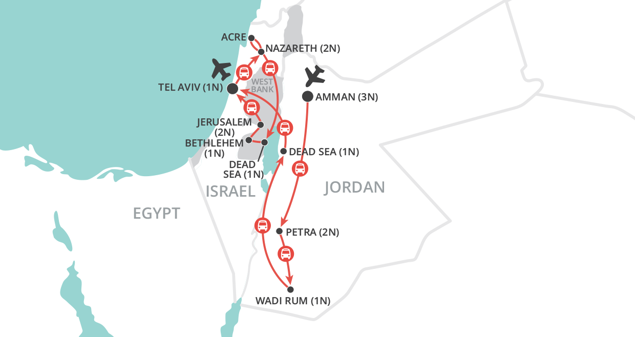 Jordan and Israel Discovery map