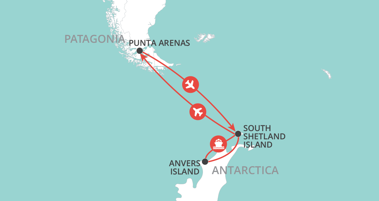Antarctica Express Fly Cruise map