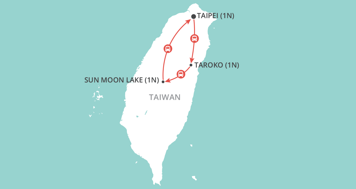 Taroko & Sun Moon Lake map