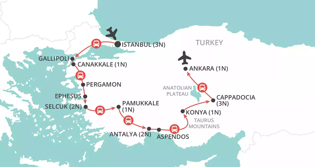 Treasures of Turkey map