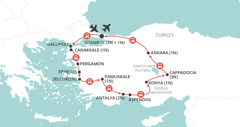 Treasures of Turkey map