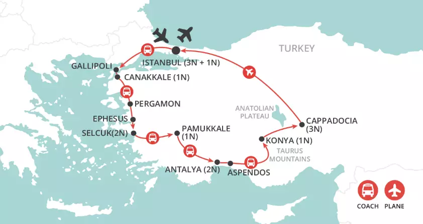 Treasures of Turkey map