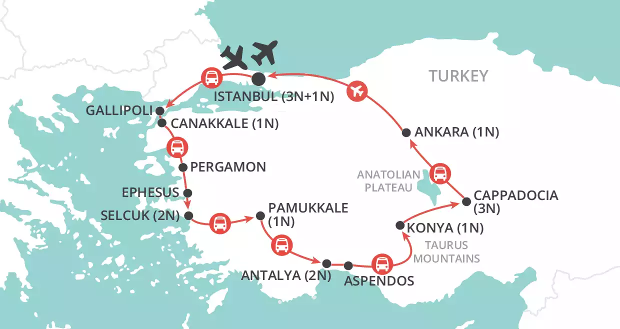 Treasures of Turkey - Anzac Day Dawn Service map