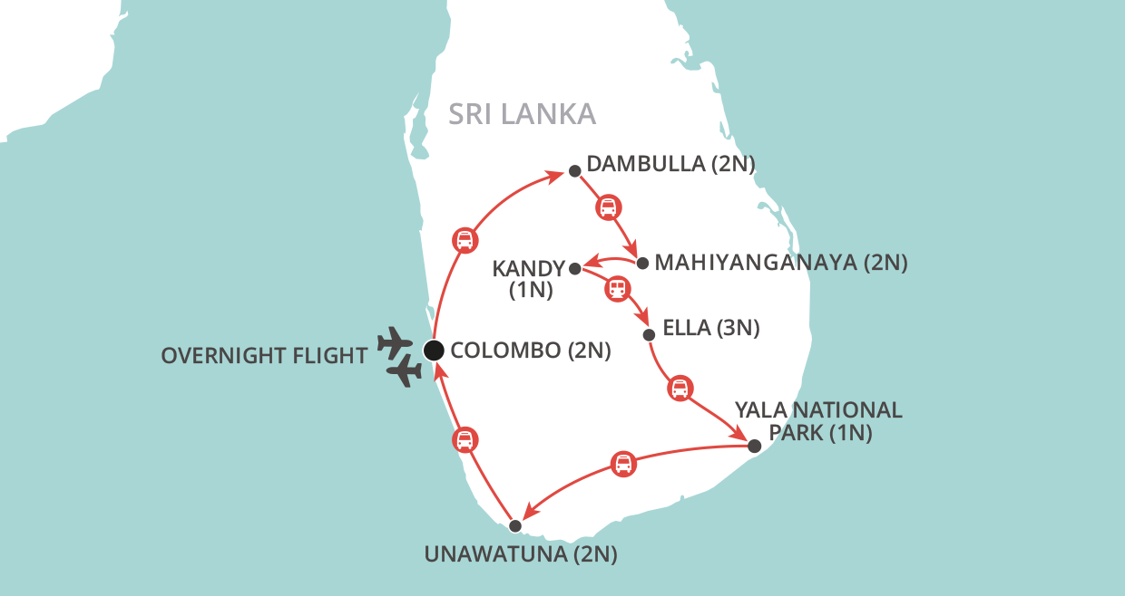 Treasures of Sri Lanka map