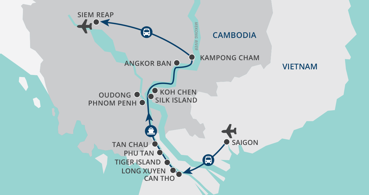 Magnificent Mekong Cruise map