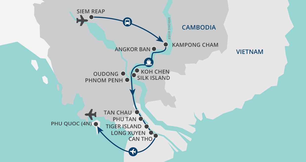 Magical Mekong Cruise & Beach map