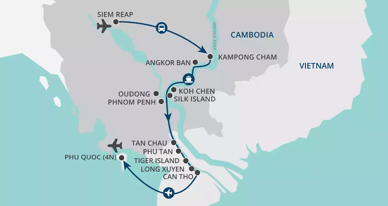 Magical Mekong Cruise & Beach map